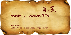 Mazák Barnabás névjegykártya